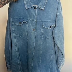 Blue Corduroy Button-Up Jacket